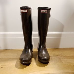 [Hunter] classic tall long rainboots (brown)